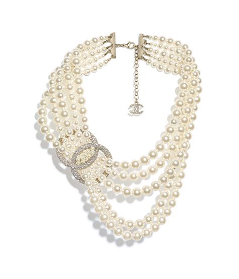 gold and black chanel costume necklace|Chanel pearl diamond necklace.